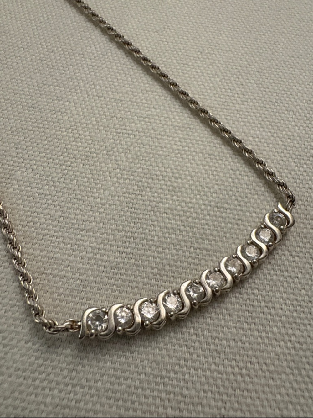 Sterling Silver Wave Bar Necklace
